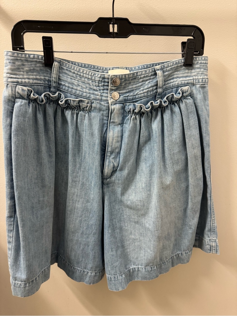 Isabel Marant Ingrid Ruffle Light Blue Denim Shorts Size 38